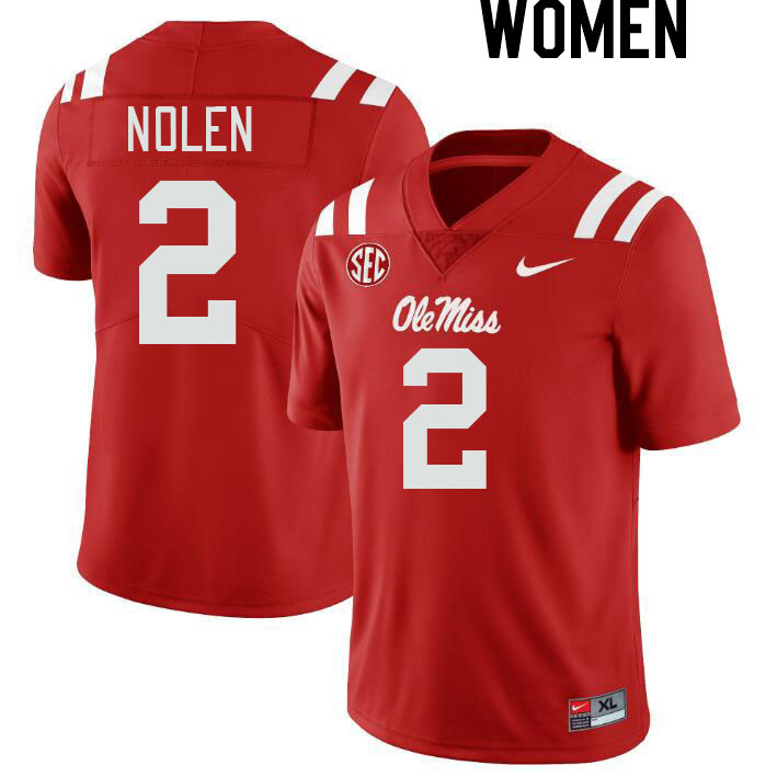 Women #2 Walter Nolen Ole Miss Rebels College Football Jerseys Stitched-Red